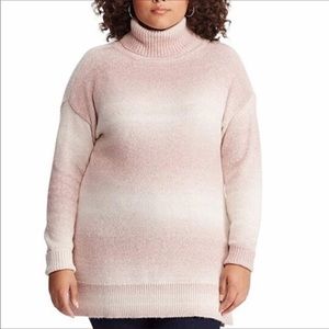 Chaps Pink Ombré Striped Turtleneck Size 2X NWT